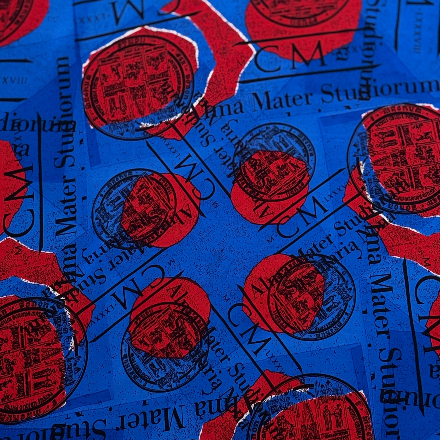 CERRUTI 1881 Vintage Electric Blue Novelty Crepe Silk Scarf. Hand rolled hem (80 cm by 85 cm)