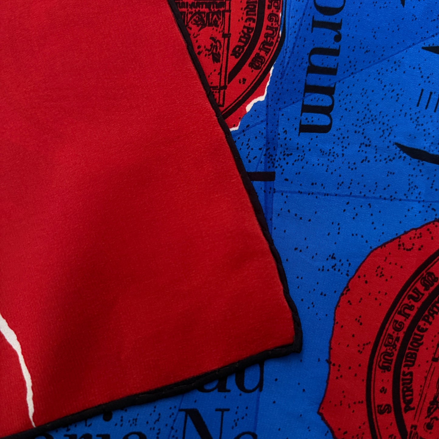 CERRUTI 1881 Vintage Electric Blue Novelty Crepe Silk Scarf. Hand rolled hem (80 cm by 85 cm)