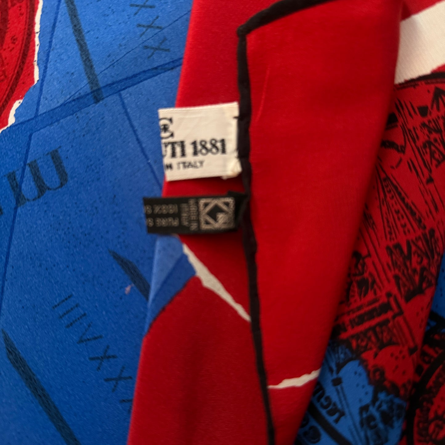 CERRUTI 1881 Vintage Electric Blue Novelty Crepe Silk Scarf. Hand rolled hem (80 cm by 85 cm)
