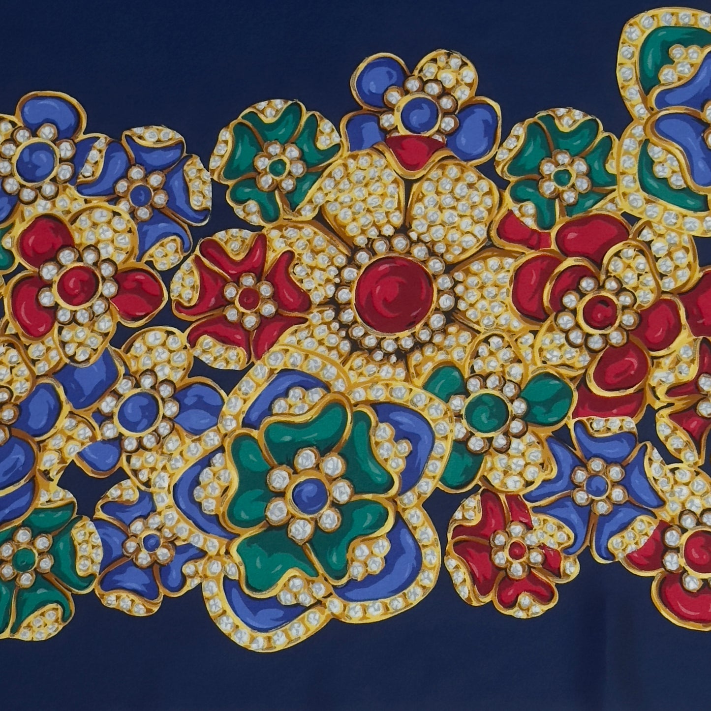 CHANEL Vintage Navy Blue Crepe Silk Scarf (86 cm by 84 cm)