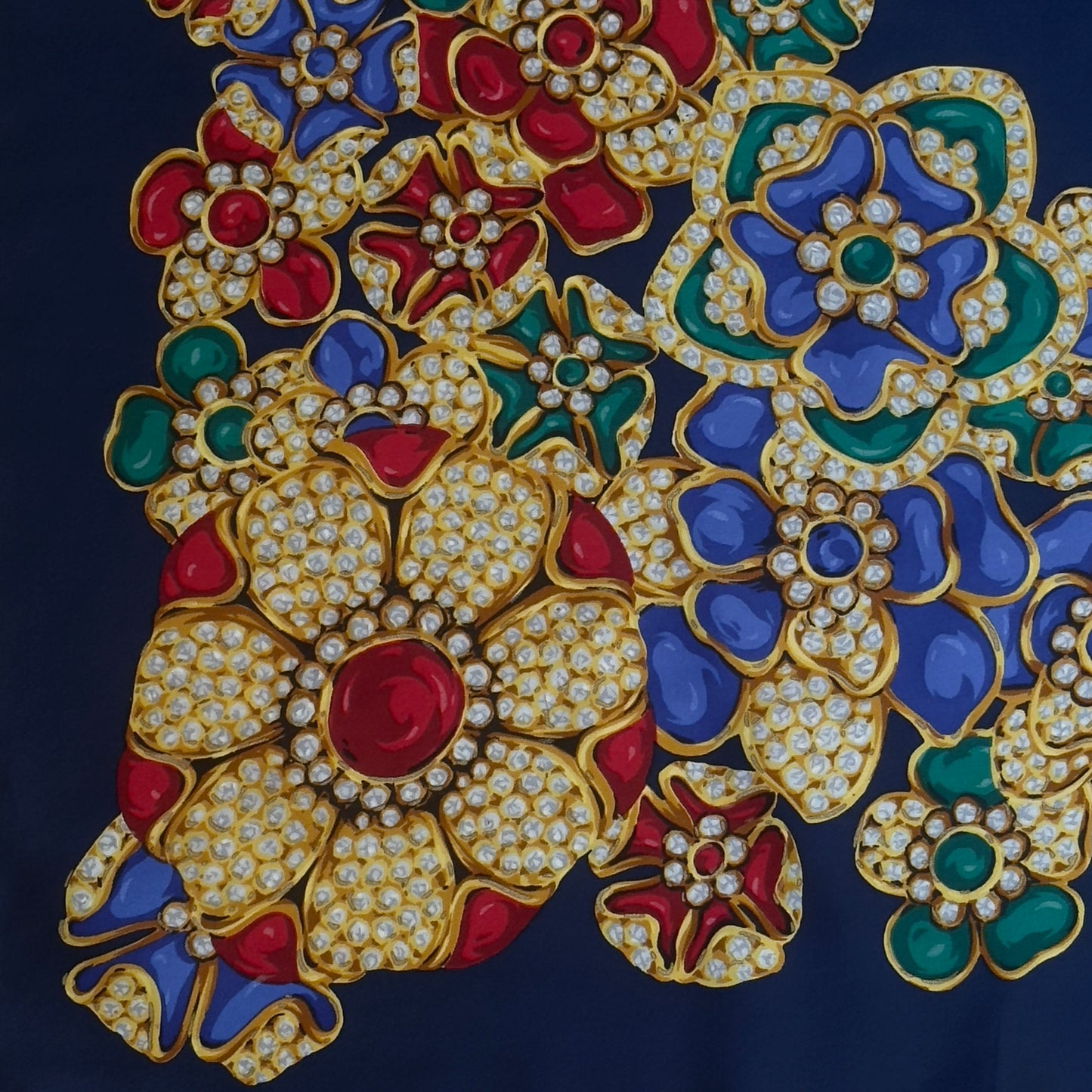 CHANEL Vintage Navy Blue Crepe Silk Scarf (86 cm by 84 cm)