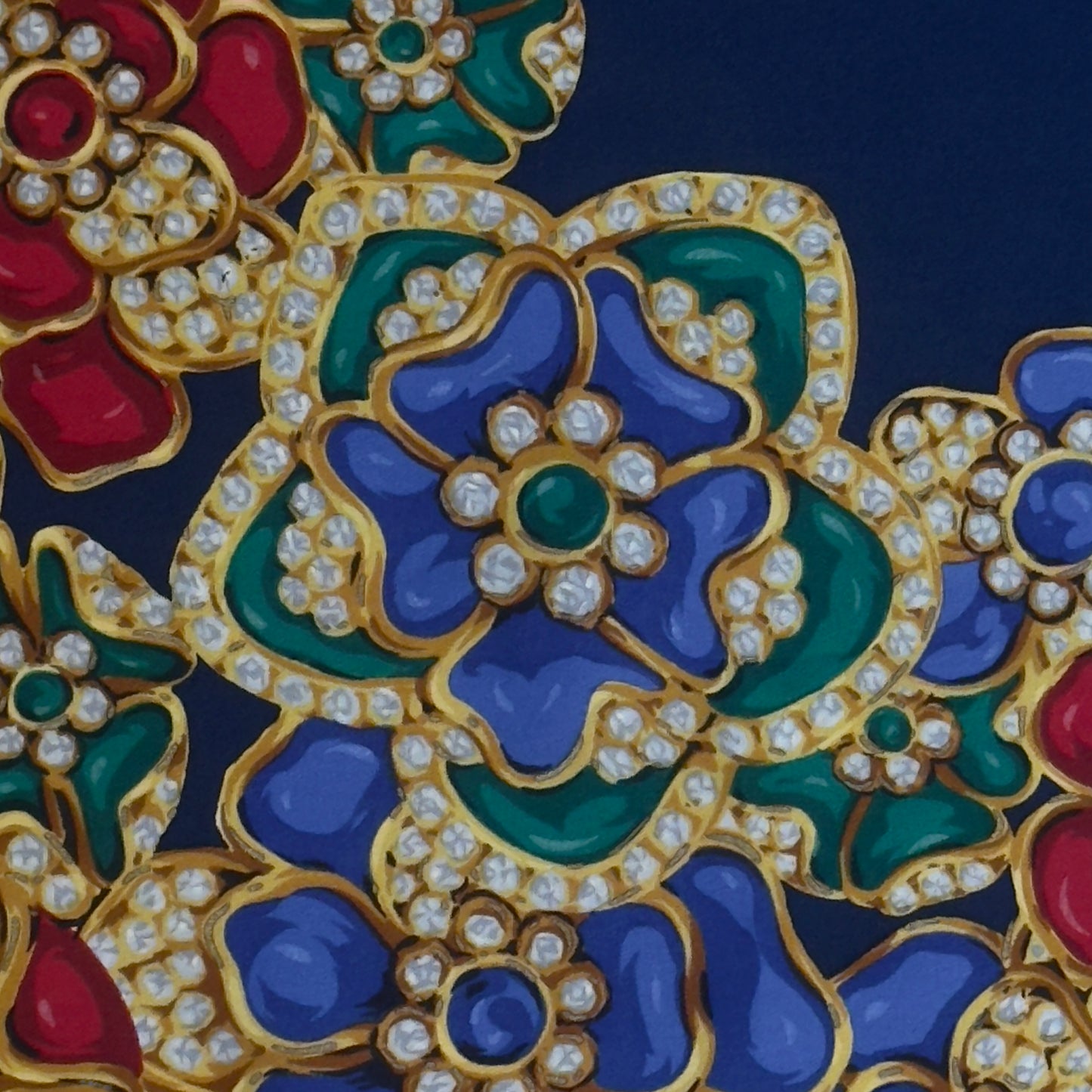 CHANEL Vintage Navy Blue Crepe Silk Scarf (86 cm by 84 cm)