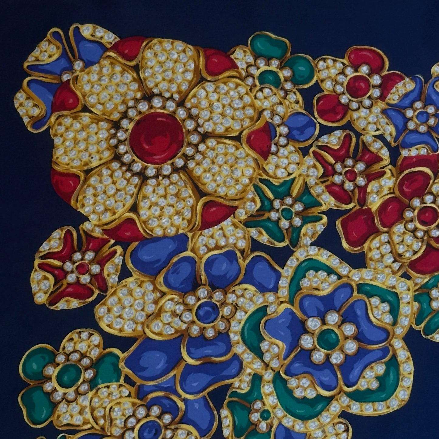CHANEL Vintage Navy Blue Crepe Silk Scarf (86 cm by 84 cm)