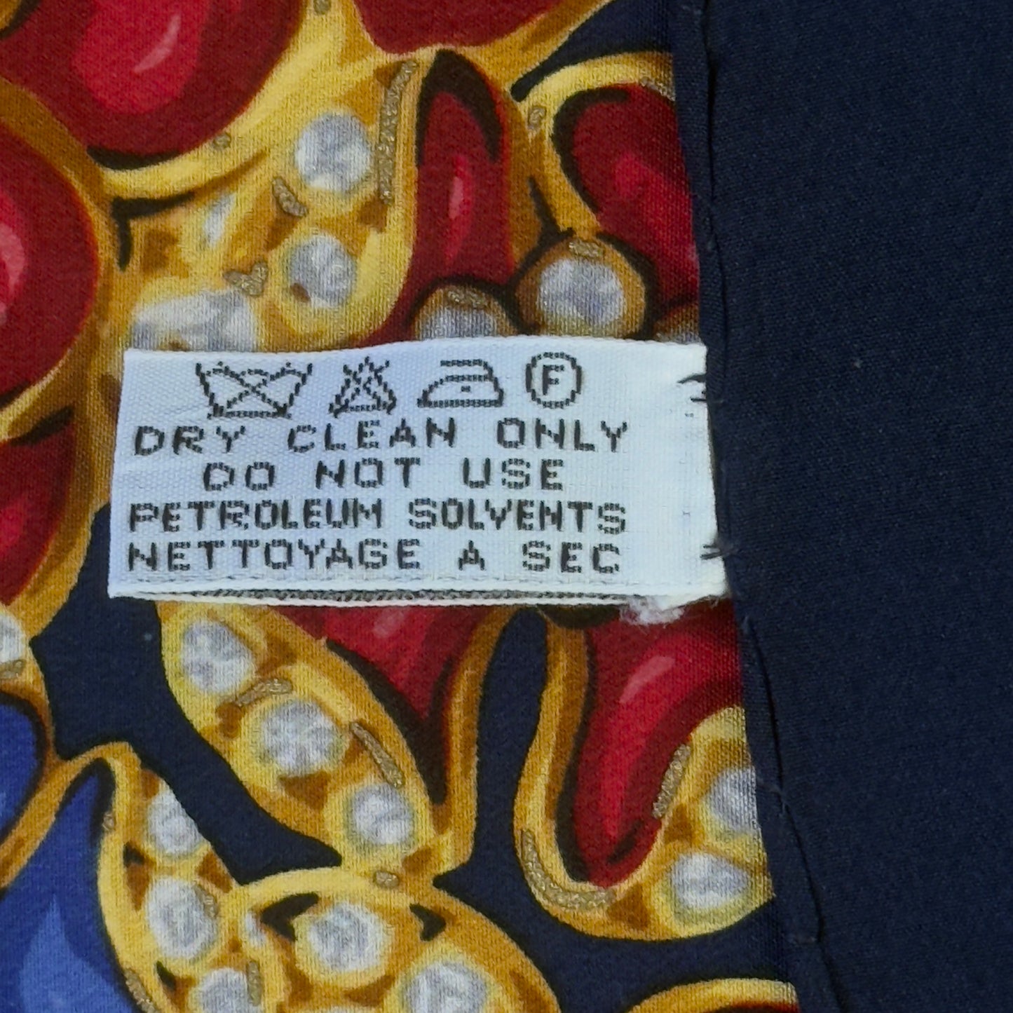 CHANEL Vintage Navy Blue Crepe Silk Scarf (86 cm by 84 cm)