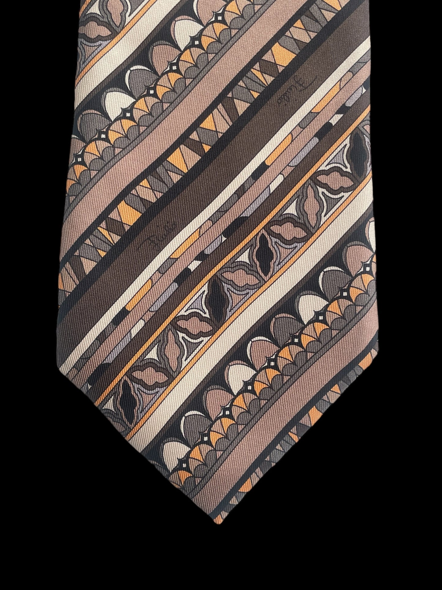 EMILIO PUCCI Vintage Dark Brown Psychedelic Silk Tie (8.4 cm by 141 cm) Medium Front Size.