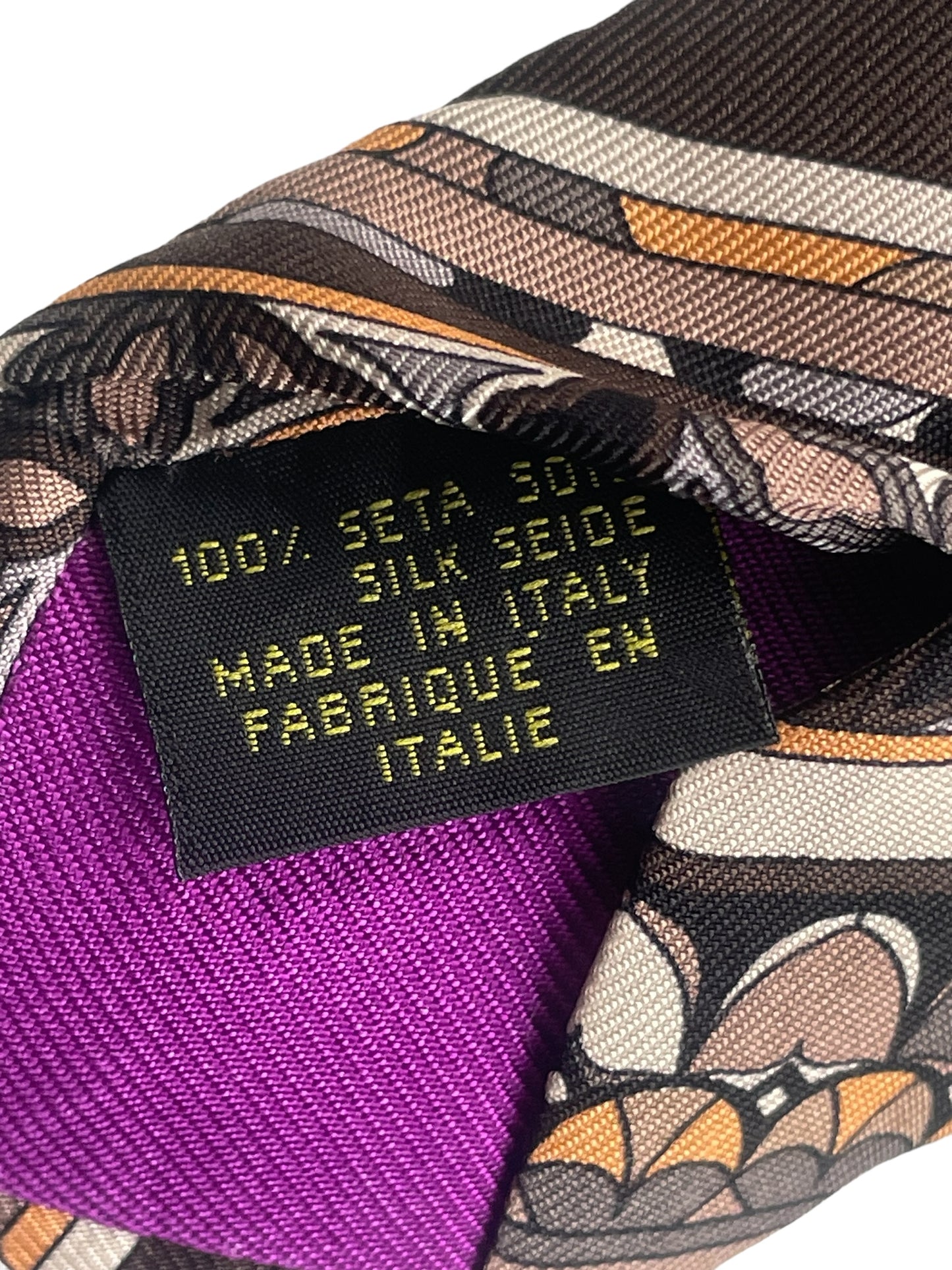 EMILIO PUCCI Vintage Dark Brown Psychedelic Silk Tie (8.4 cm by 141 cm) Medium Front Size.