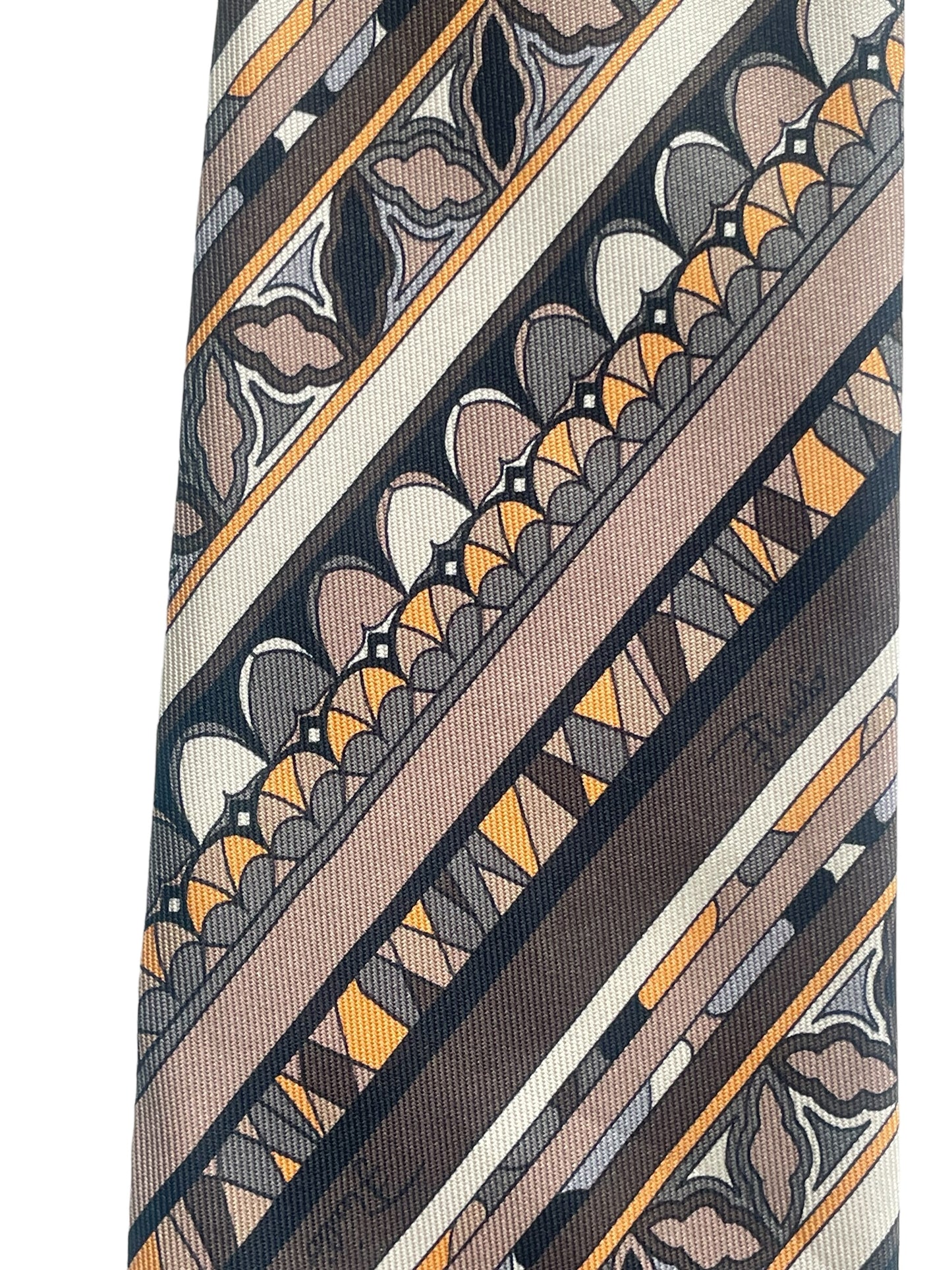 EMILIO PUCCI Vintage Dark Brown Psychedelic Silk Tie (8.4 cm by 141 cm) Medium Front Size.