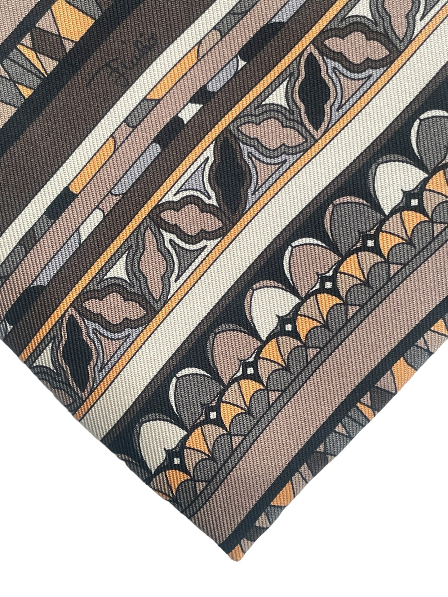 EMILIO PUCCI Vintage Dark Brown Psychedelic Silk Tie (8.4 cm by 141 cm) Medium Front Size.