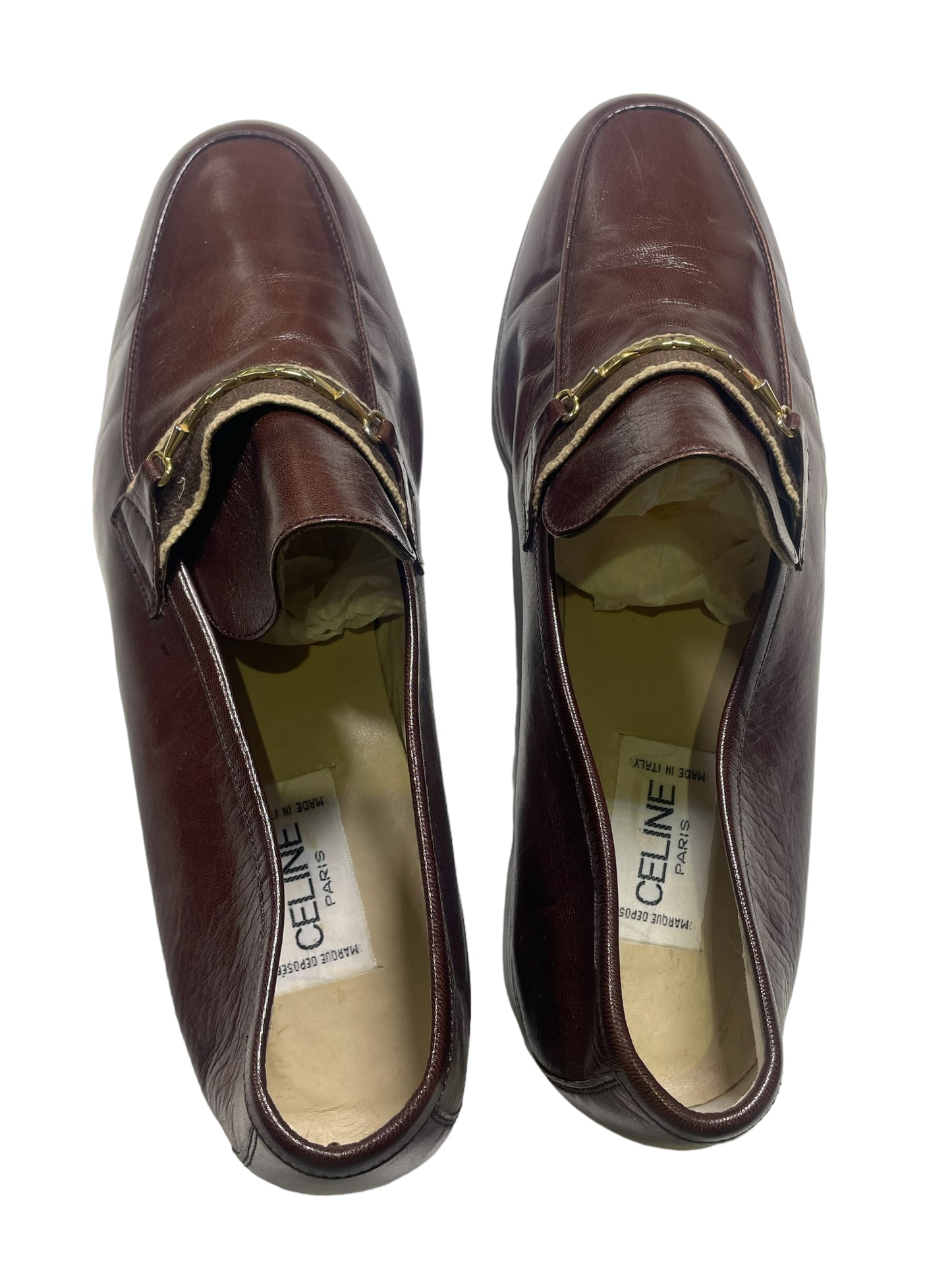 CELINE Vintage Men’s Dark Brown Leather Shoes (Size 42) Fits 41.5