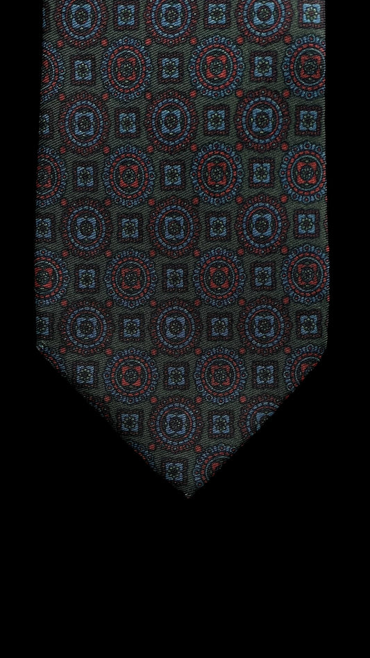 Ermenegildo Zegna Vintage Silk Tie (6.8 cm by 144 cm) Dark Green Paisley Printed.