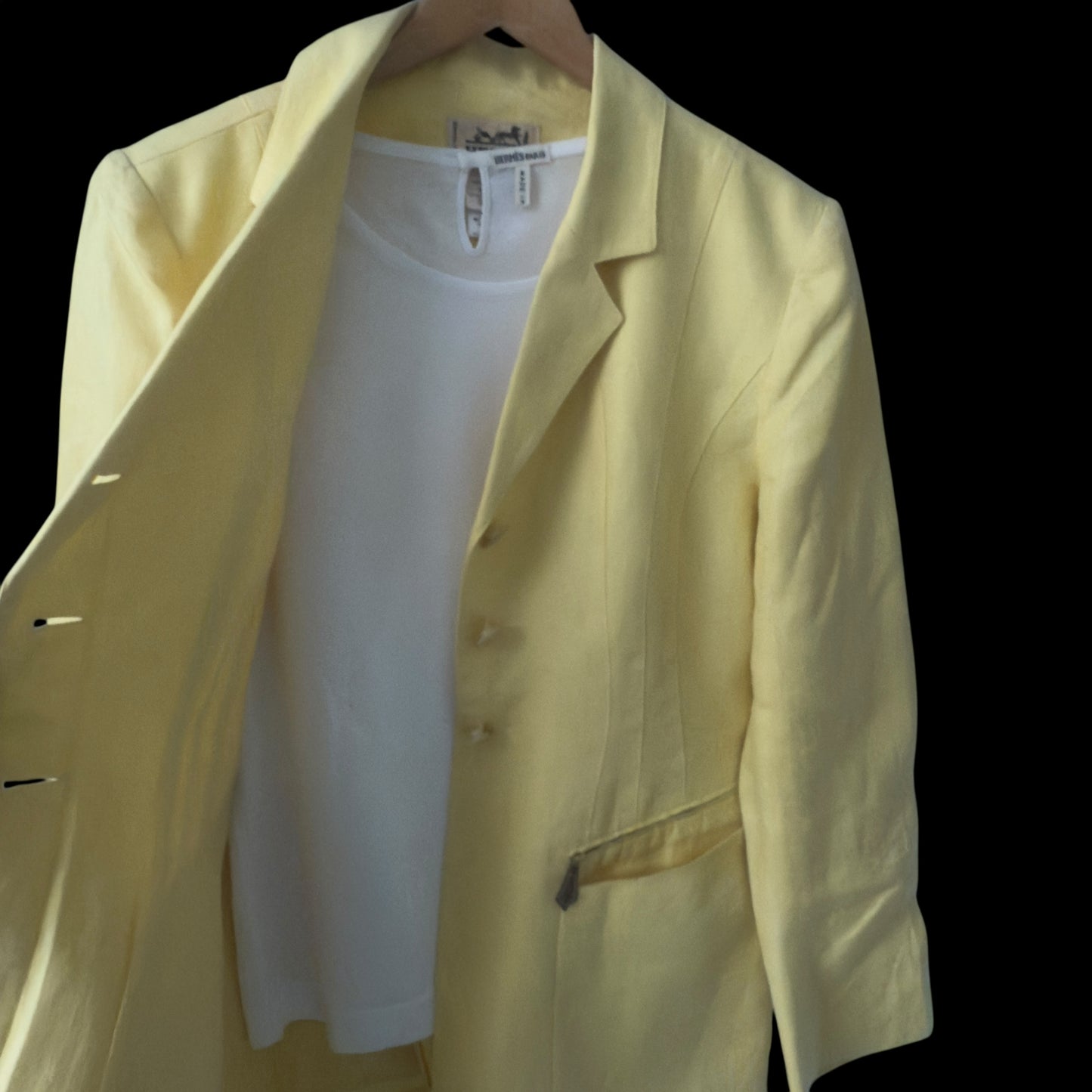 HERMES Vintage Yellow Linen Jacket. Size 42 (Small/Medium slim fit).