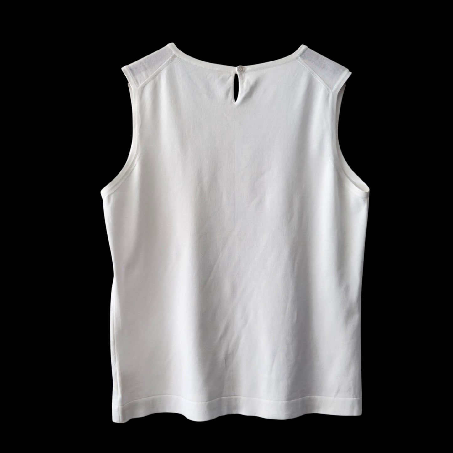 HERMES Vintage White Cotton Tank Top. Size S (Small/Medium Body fitted).