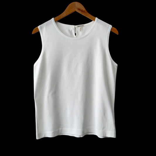 HERMES Vintage White Cotton Tank Top. Size S (Small/Medium Body fitted).
