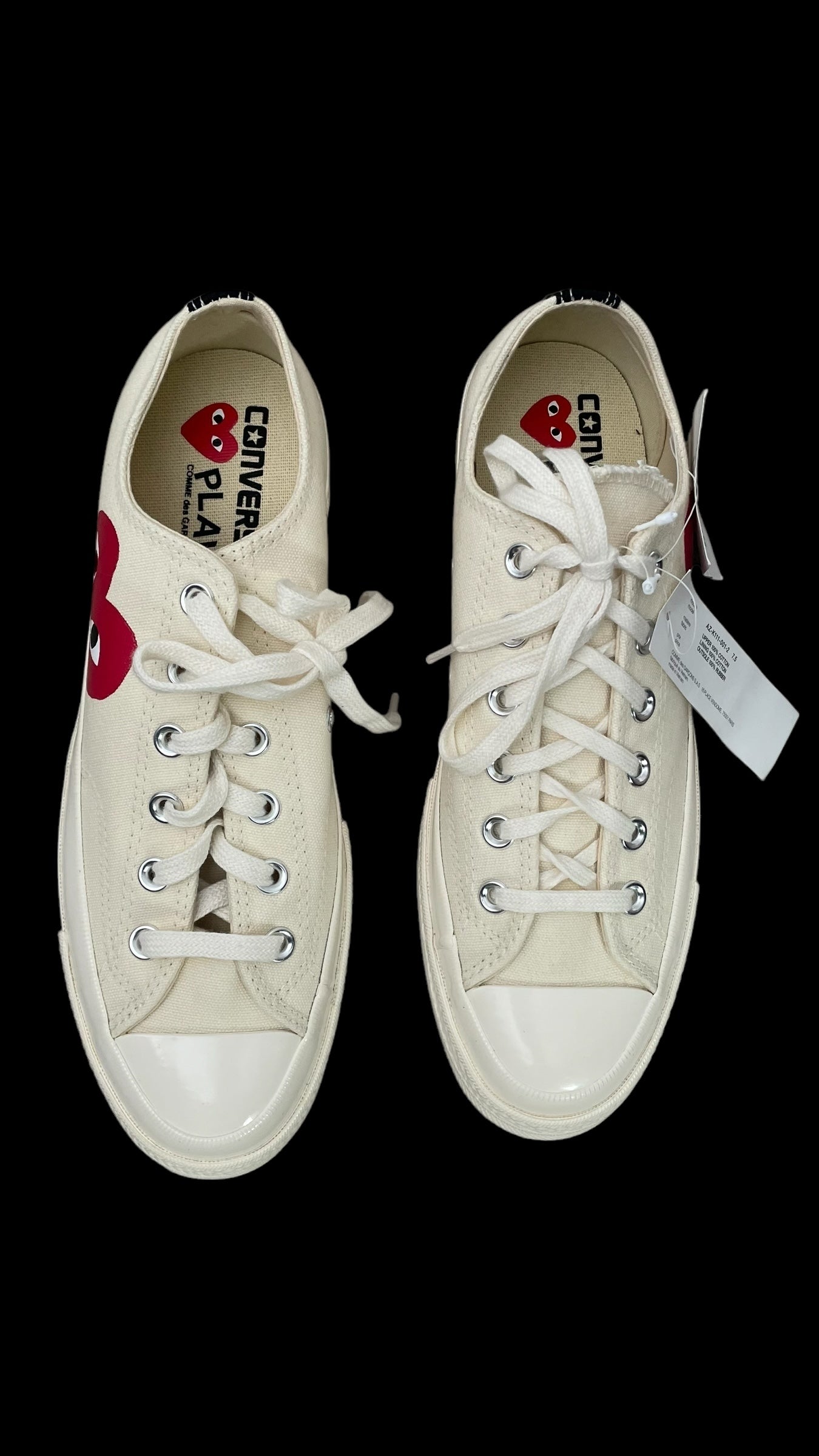 CdG Unisex Off White Converse Sneakers (Euro Unisex Size 41) U.K. Men’s 7.5, Women’s 9.5