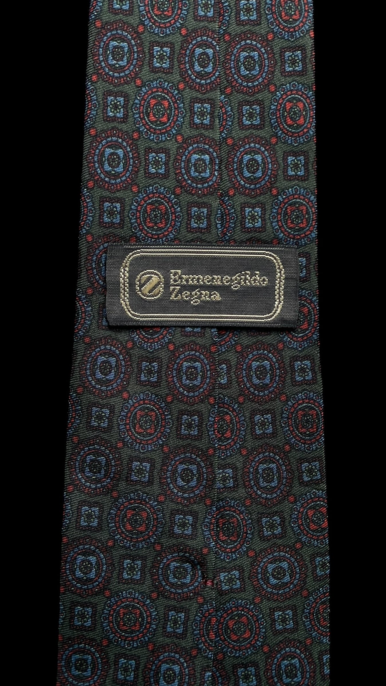 Ermenegildo Zegna Vintage Silk Tie (6.8 cm by 144 cm) Dark Green Paisley Printed.