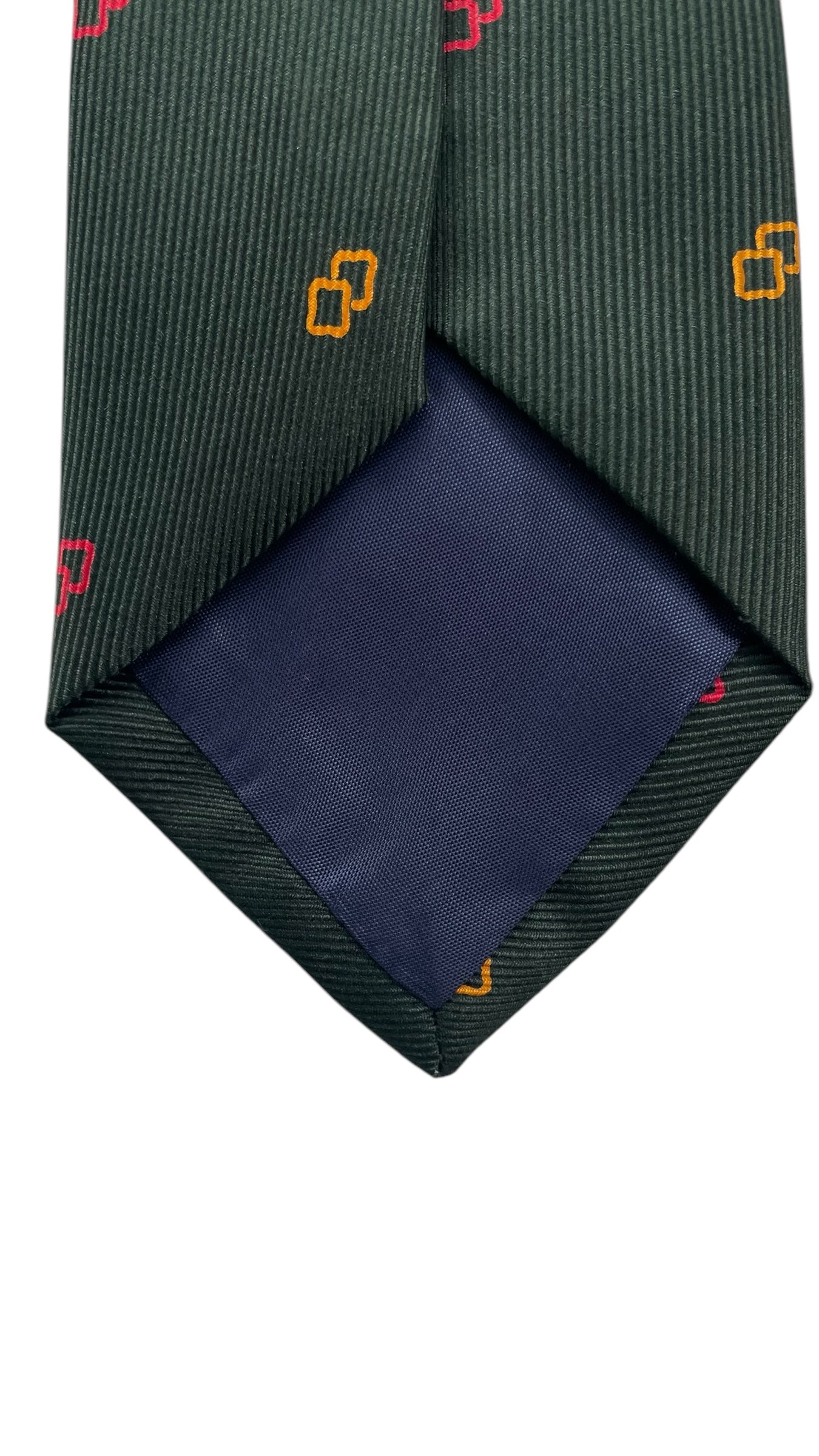 Dark Green Geometric Dots Vintage Silk Tie by CHLOE (7.2 cm by 148 cm) Medium front size.