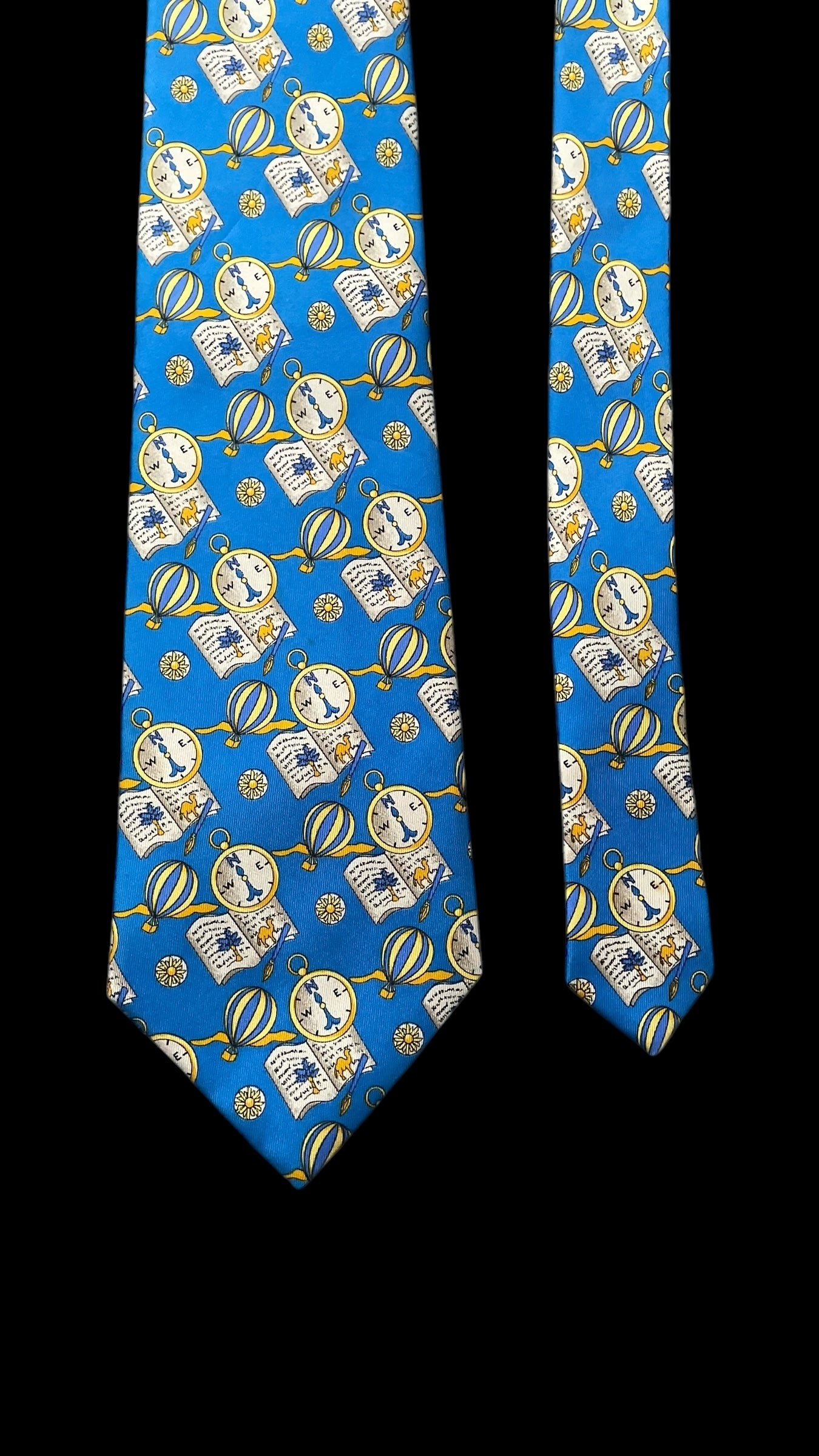 LEONARD Vintage Bright-Blue Novelty Silk Tie (9.7 cm by 147 cm)