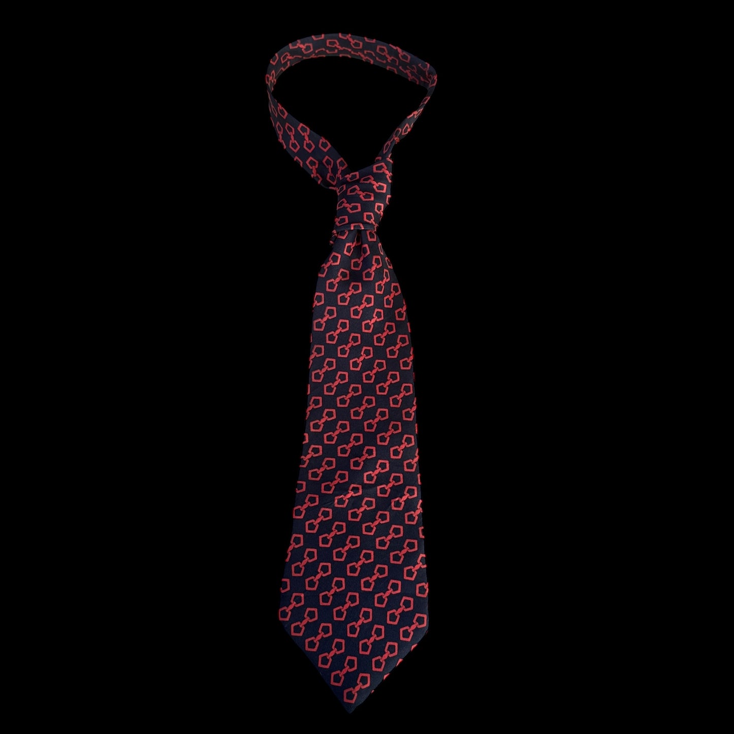 Vintage Navy Equestrian Silk Tie by CELINE (11.2 cm by 150 cm)