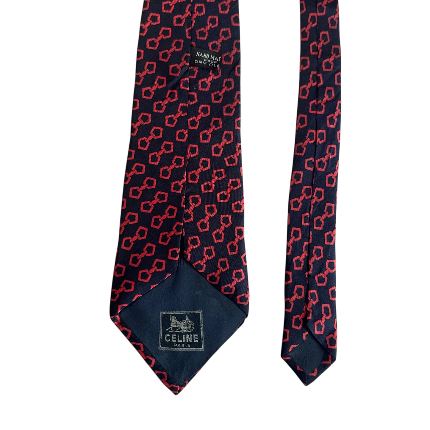 Vintage Navy Equestrian Silk Tie by CELINE (11.2 cm by 150 cm)