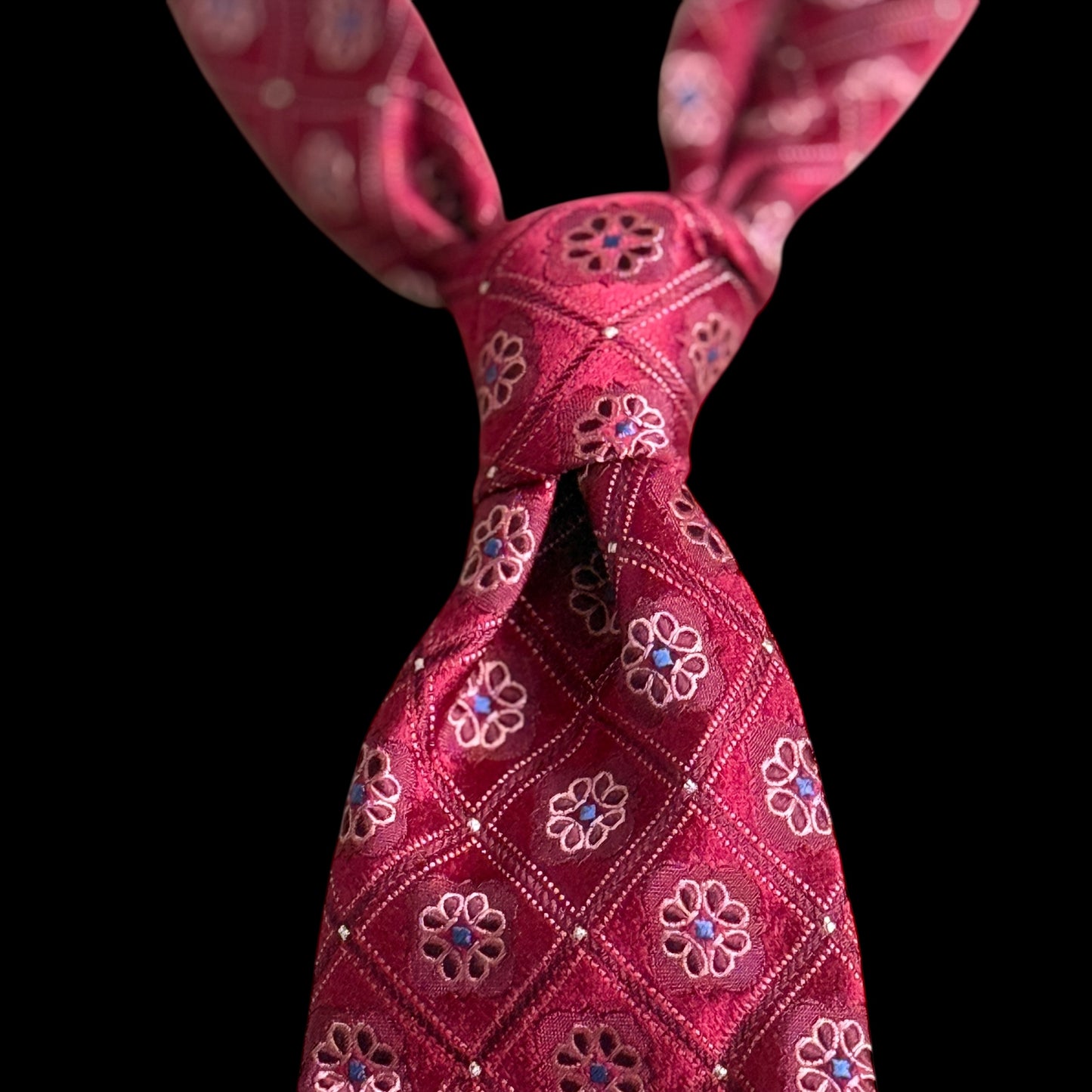 Vintage Magenta Floral Silk Tie Jacquard By CANALI  (9.3 cm by 151.5 cm)