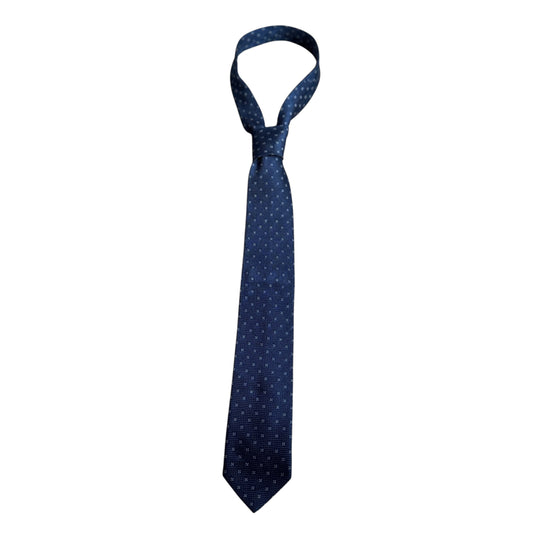 Vintage Navy Blue Geometric Dots Silk Tie By DE FURSAC (7 cm by 154.5 cm)