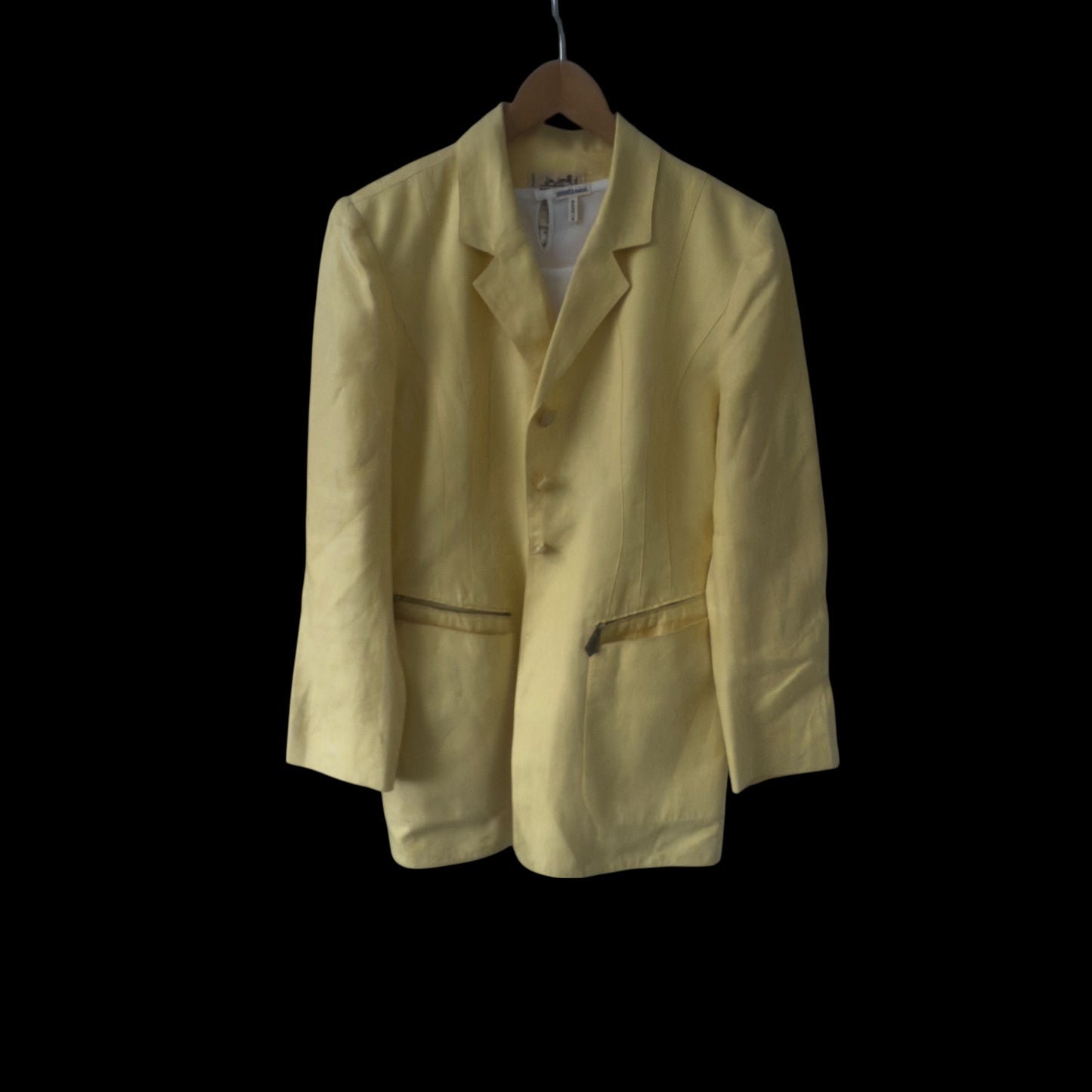 HERMES Vintage Yellow Linen Jacket. Size 42 (Small/Medium slim fit).