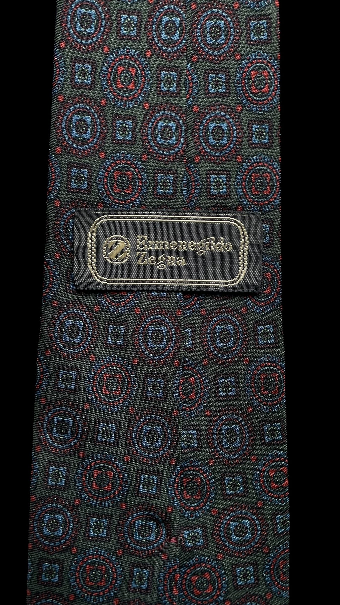 Ermenegildo Zegna Vintage Silk Tie (6.8 cm by 144 cm) Dark Green Paisley Printed.