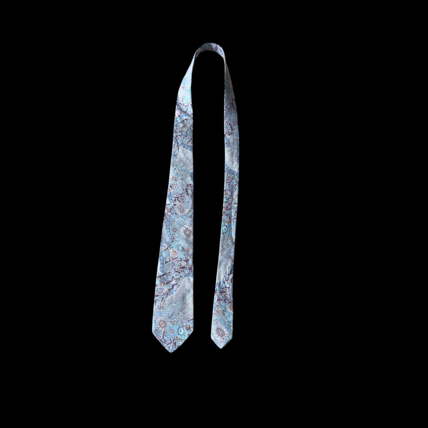 Vintage White Floral Cotton Tie By CACHAREL (La chemiserie) 8.3 cm by 148.5 cm