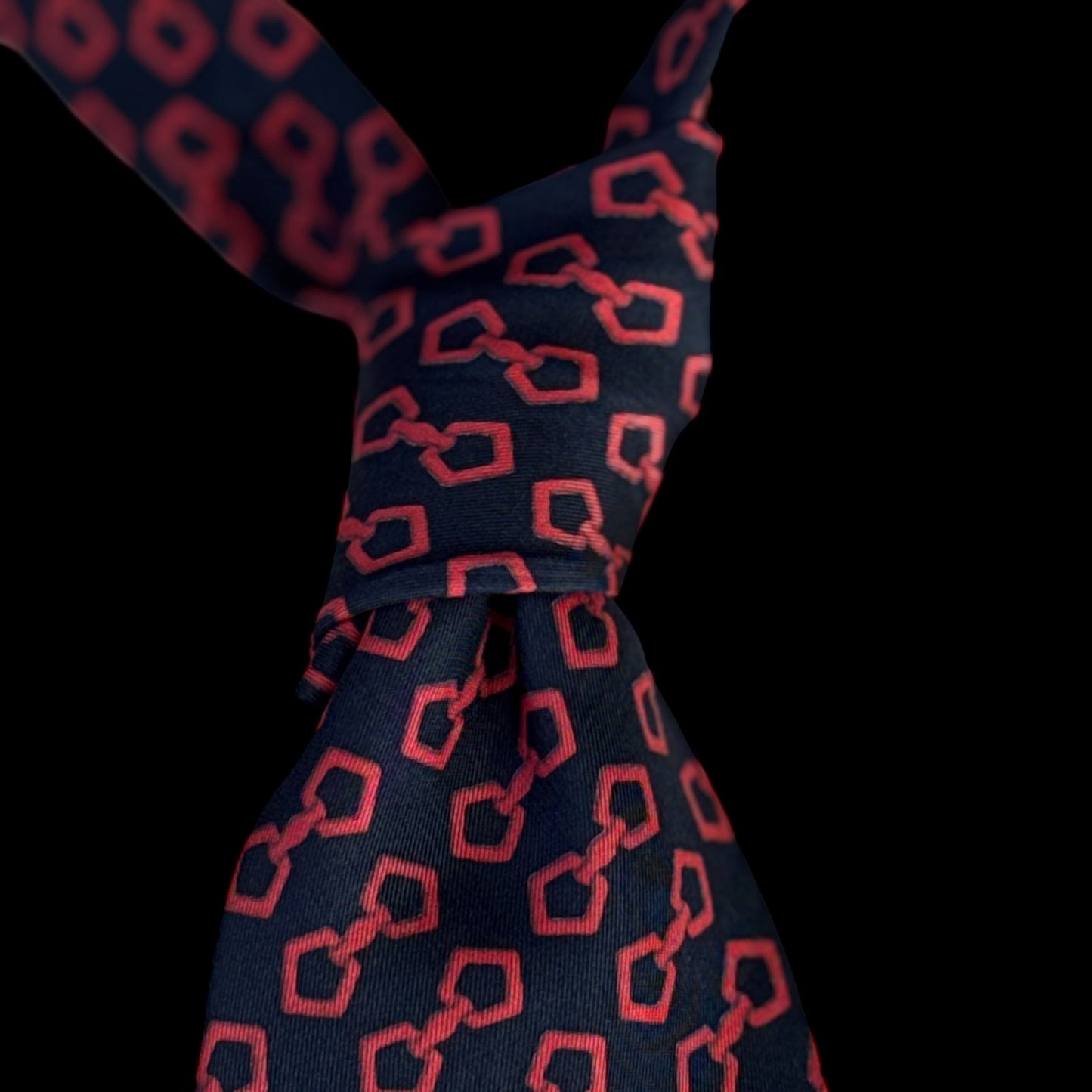 Vintage Navy Equestrian Silk Tie by CELINE (11.2 cm by 150 cm)