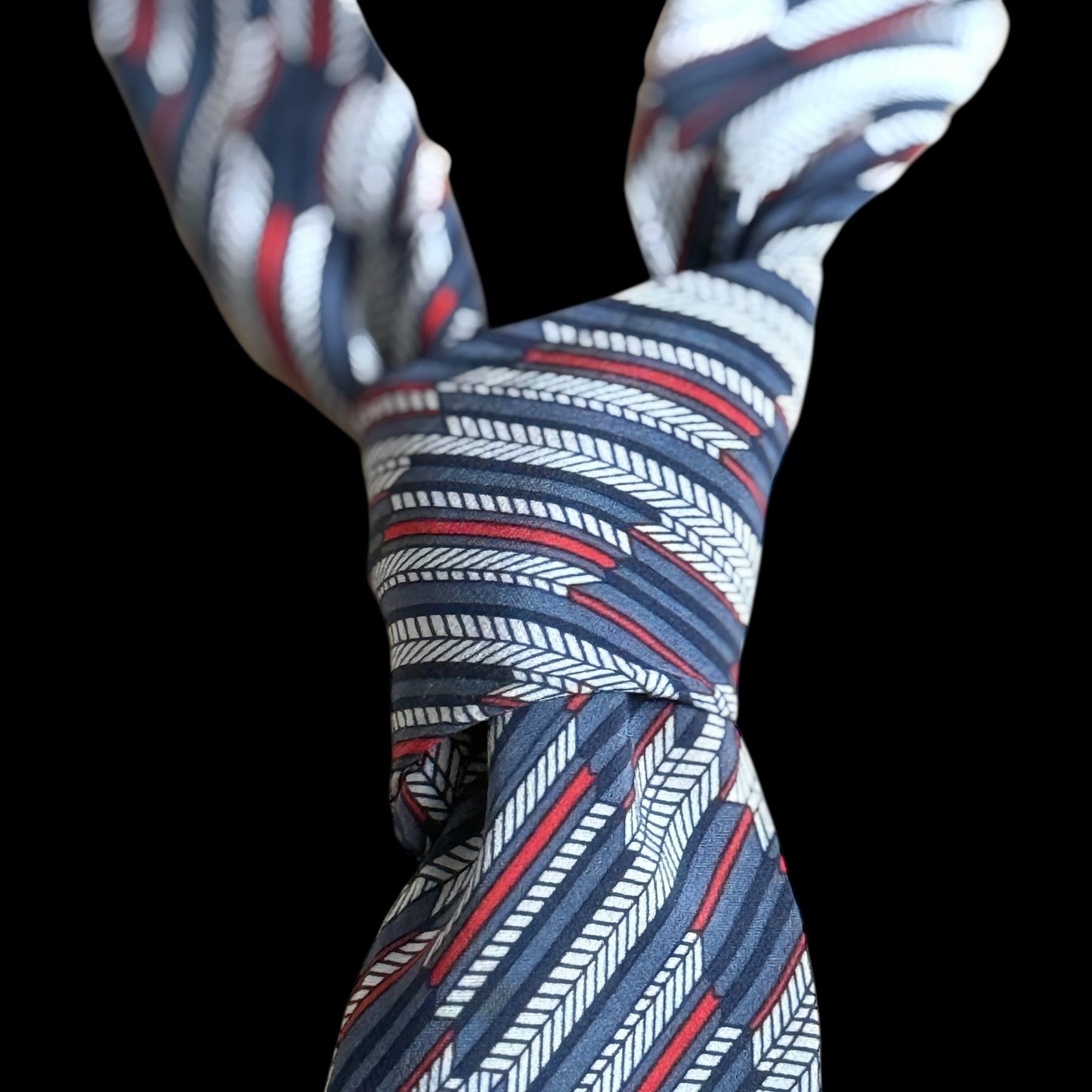 Vintage Grey Geometric Crepe Silk Tie by ROYAL HOUSE Lyon (8 cm by 146.5 cm)