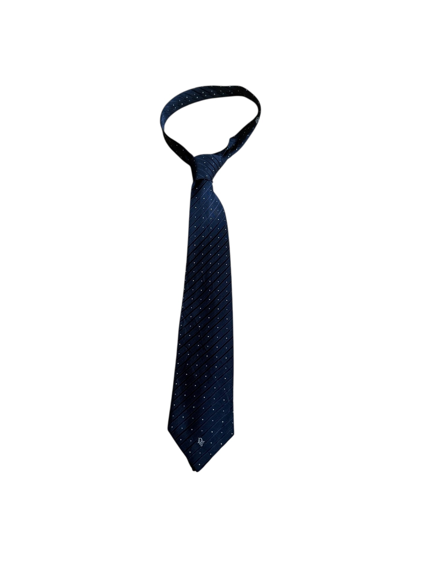 Vintage Black Polka Dots Silk Jacquard Tie By CHRISTIAN DIOR (7.8 cm by 152 cm)