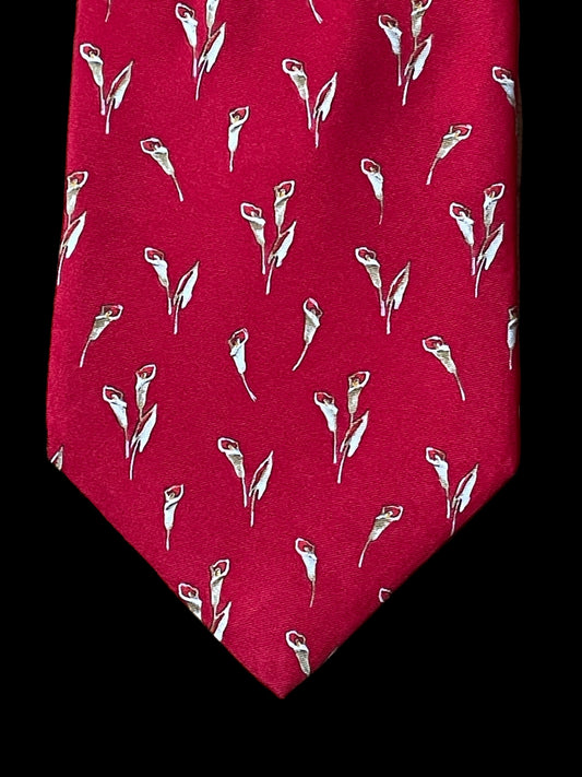 YSL Vintage magenta Floral Silk Tie (9.8 cm by 146.5 cm) Normal Front Size