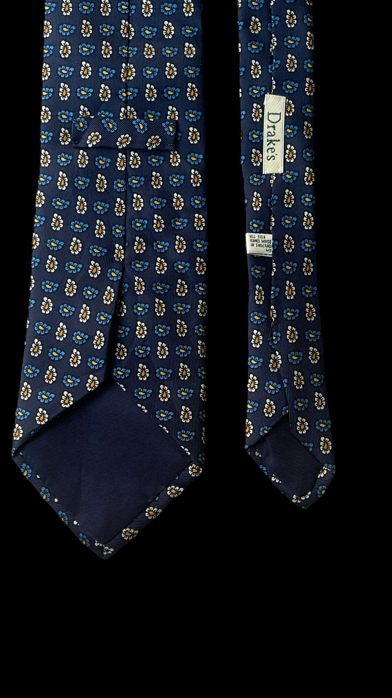 DRAKE’S Vintage navy-blue paisley silk tie (10 cm by 150 cm)