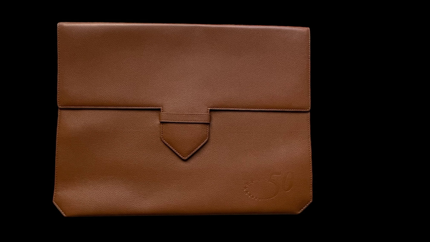 DELVAUX Vintage Tan Leather Laptop Folder Bag (0.5-5 cm by 28.5 cm by 38 cm)