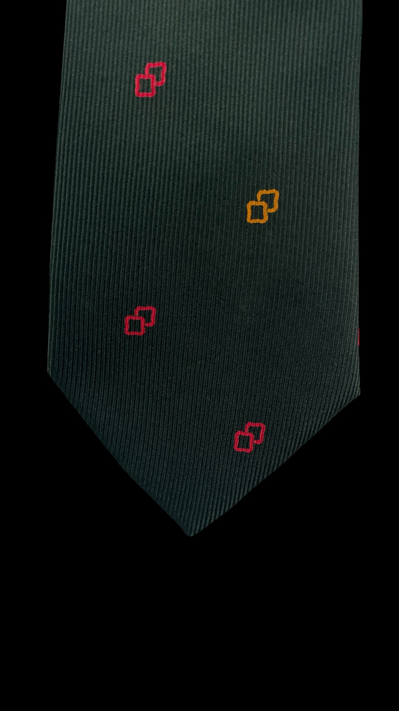 Dark Green Geometric Dots Vintage Silk Tie by CHLOE (7.2 cm by 148 cm) Medium front size.