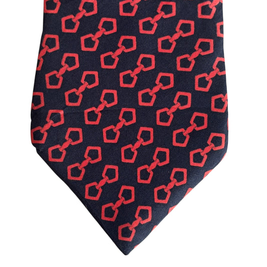 Vintage Navy Equestrian Silk Tie by CELINE (11.2 cm by 150 cm)