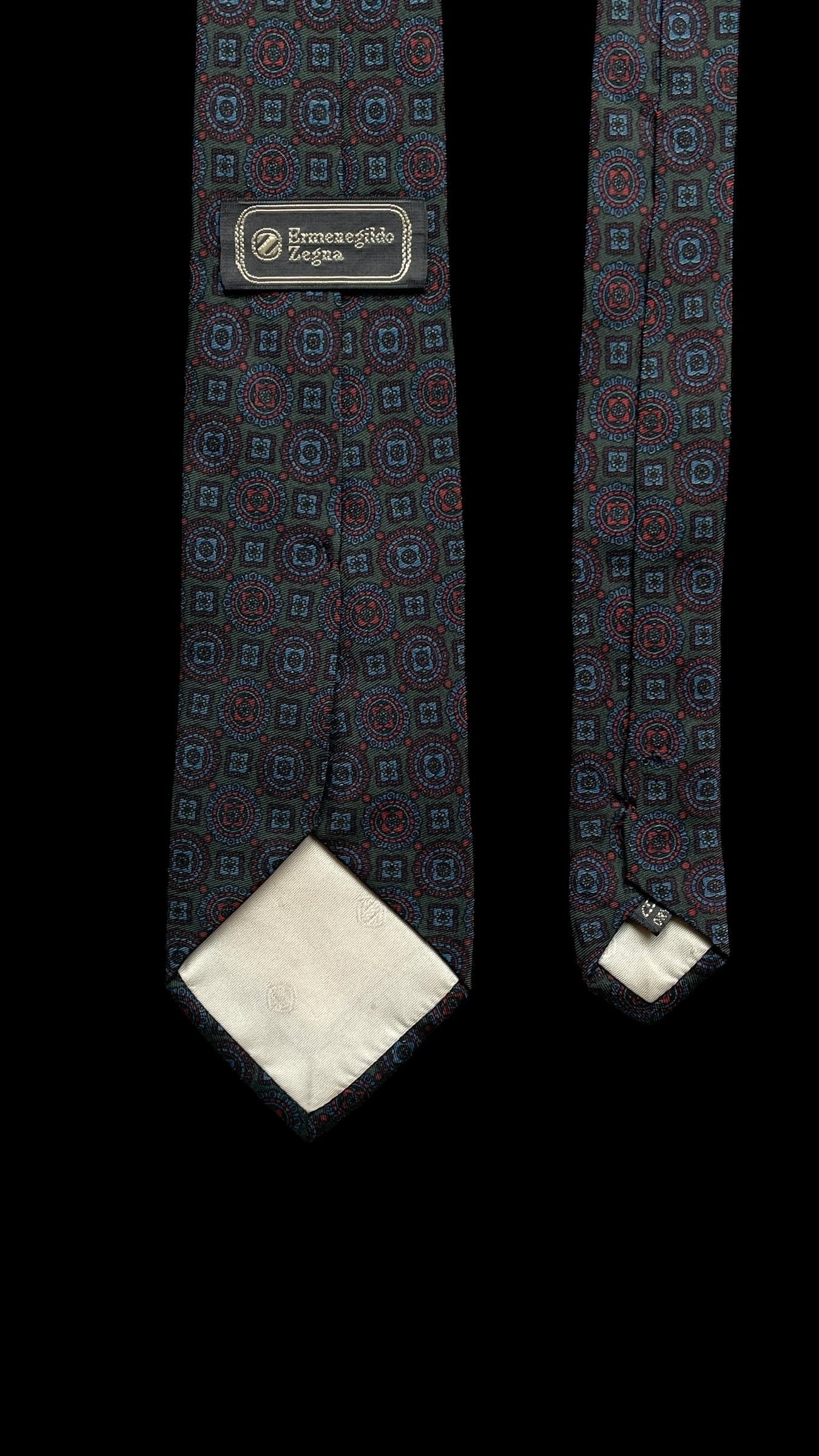 Ermenegildo Zegna Vintage Silk Tie (6.8 cm by 144 cm) Dark Green Paisley Printed.