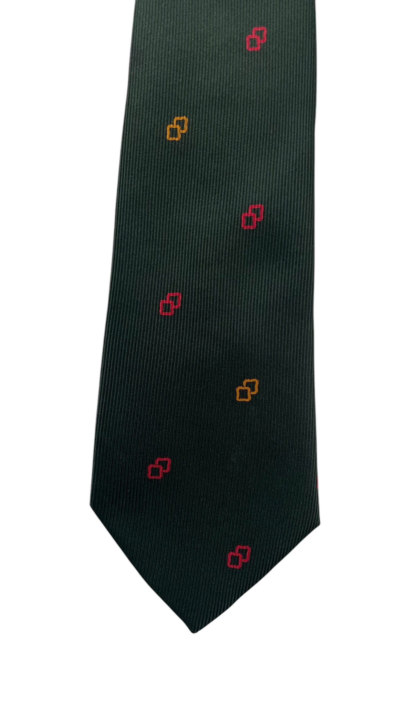 Dark Green Geometric Dots Vintage Silk Tie by CHLOE (7.2 cm by 148 cm) Medium front size.