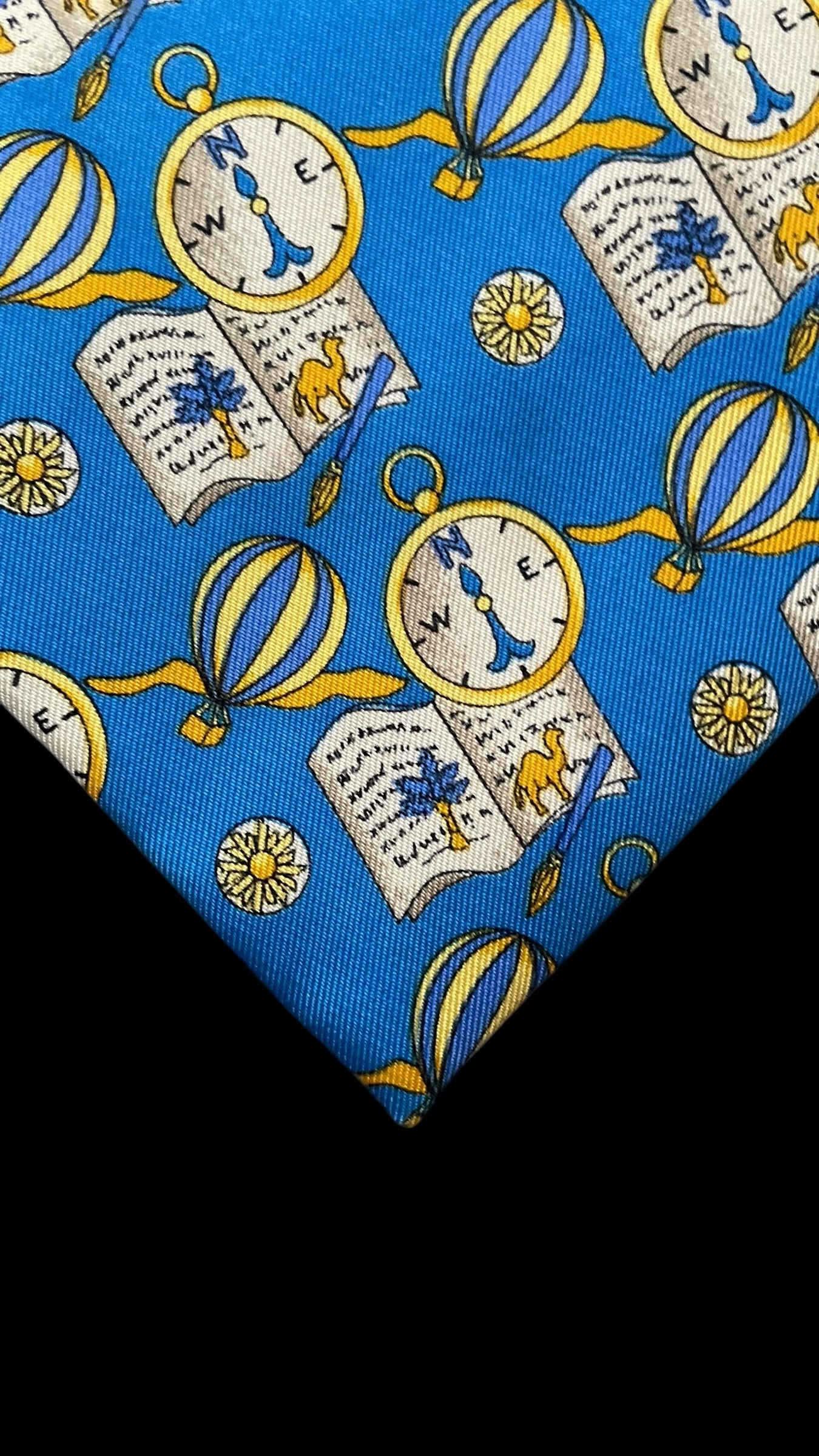 LEONARD Vintage Bright-Blue Novelty Silk Tie (9.7 cm by 147 cm)