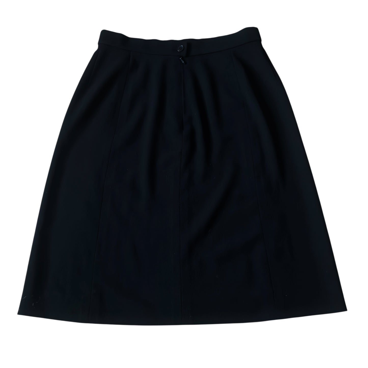 HERMES Vintage Black Wool Skirt. Size 46 (Large).