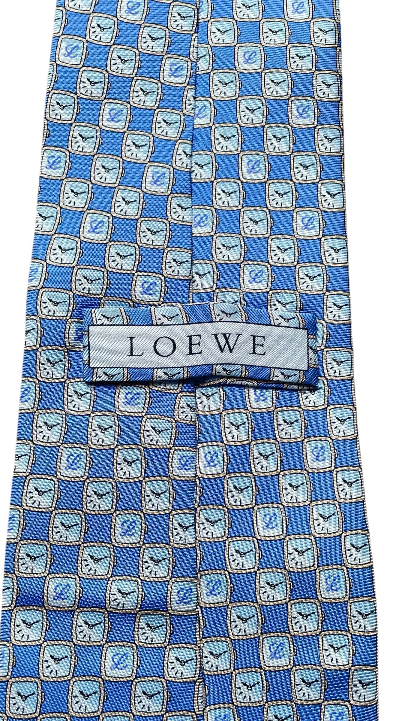 LOEWE Vintage Blue Logos Silk Tie (9 cm by 150 cm)