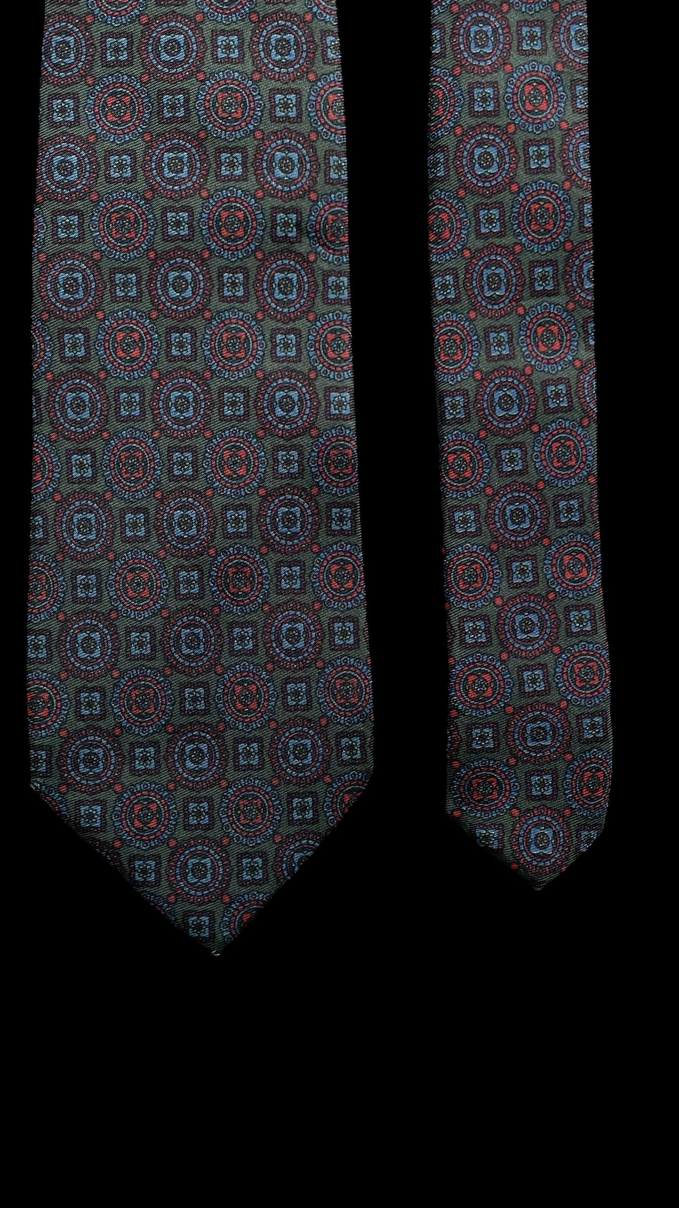 Ermenegildo Zegna Vintage Silk Tie (6.8 cm by 144 cm) Dark Green Paisley Printed.