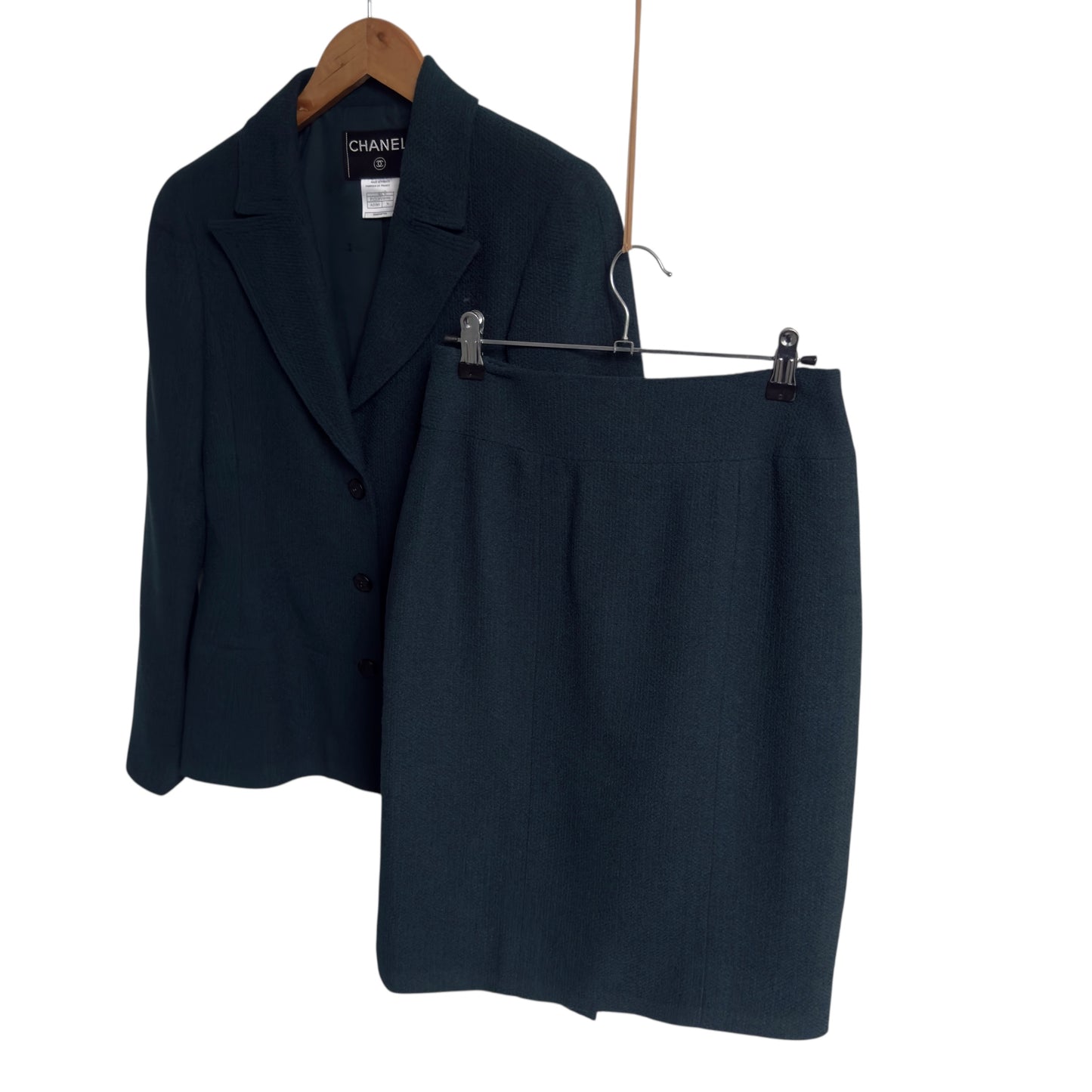CHANEL Vintage Dark Green Skirt Suit. Size 36 (Extra Small).