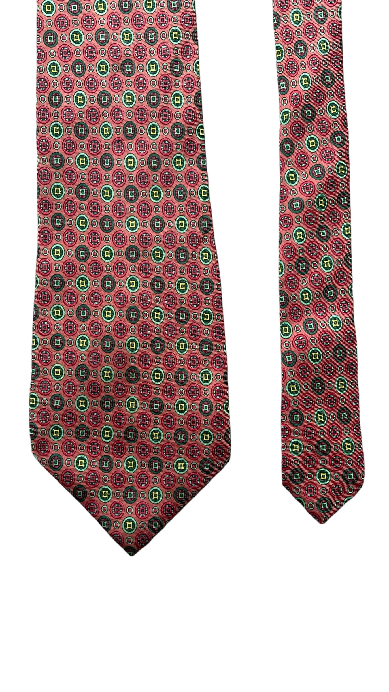 GUY LAROCHE  Vintage Salmon Colour Geometric Dots Silk Tie (9.8 cm by 149 cm)