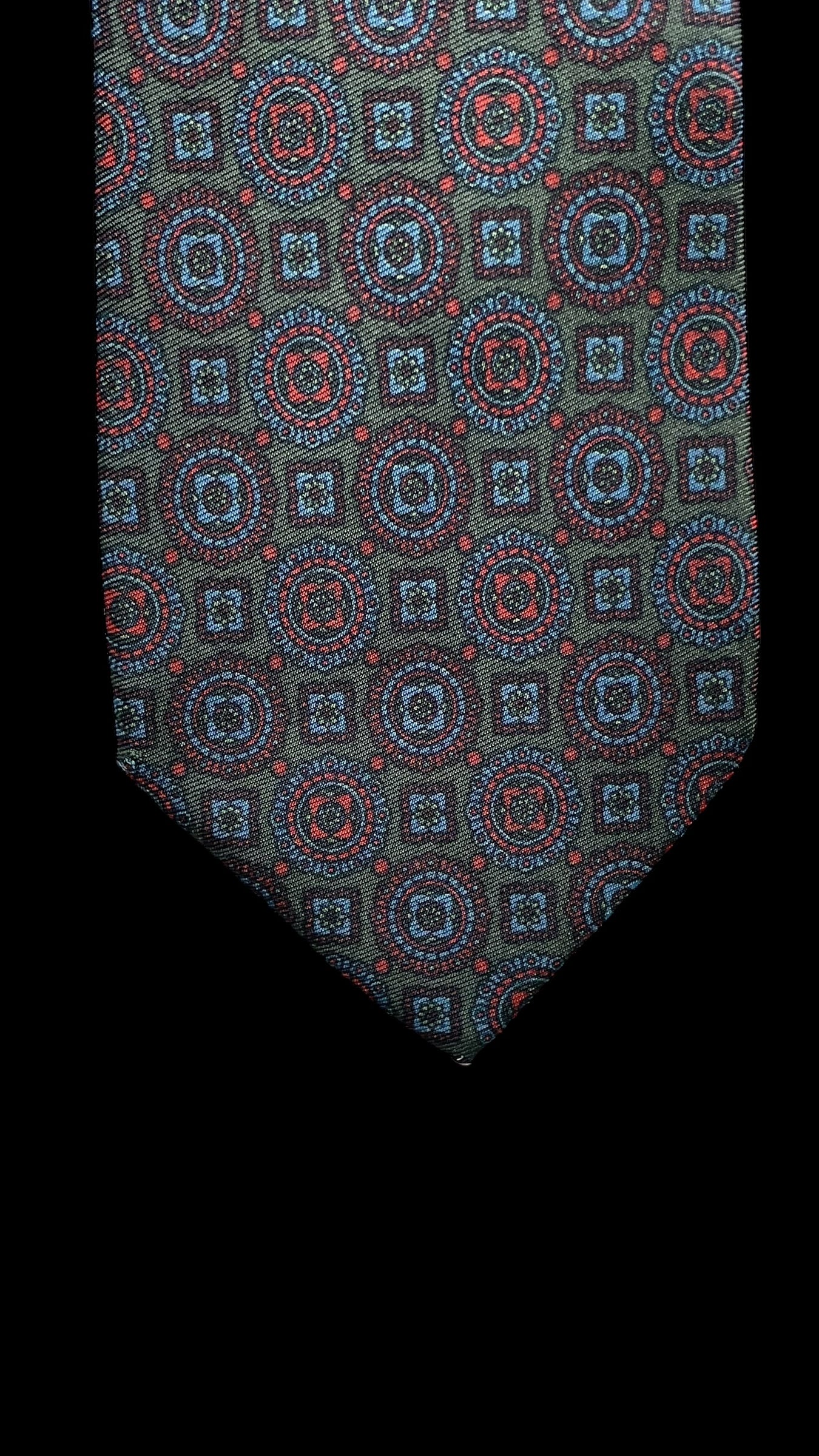 Ermenegildo Zegna Vintage Silk Tie (6.8 cm by 144 cm) Dark Green Paisley Printed.