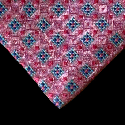 YSL Vintage Metallic Pink Floral Dots Silk Jacquard Tie  (8 cm by 145 cm)