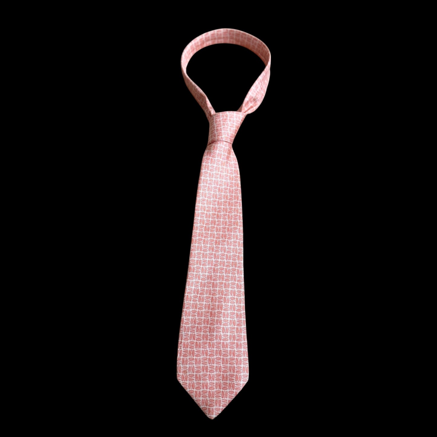 Vintage White Logos Silk Tie By VIVENDI (8.8 cm by 151 cm)