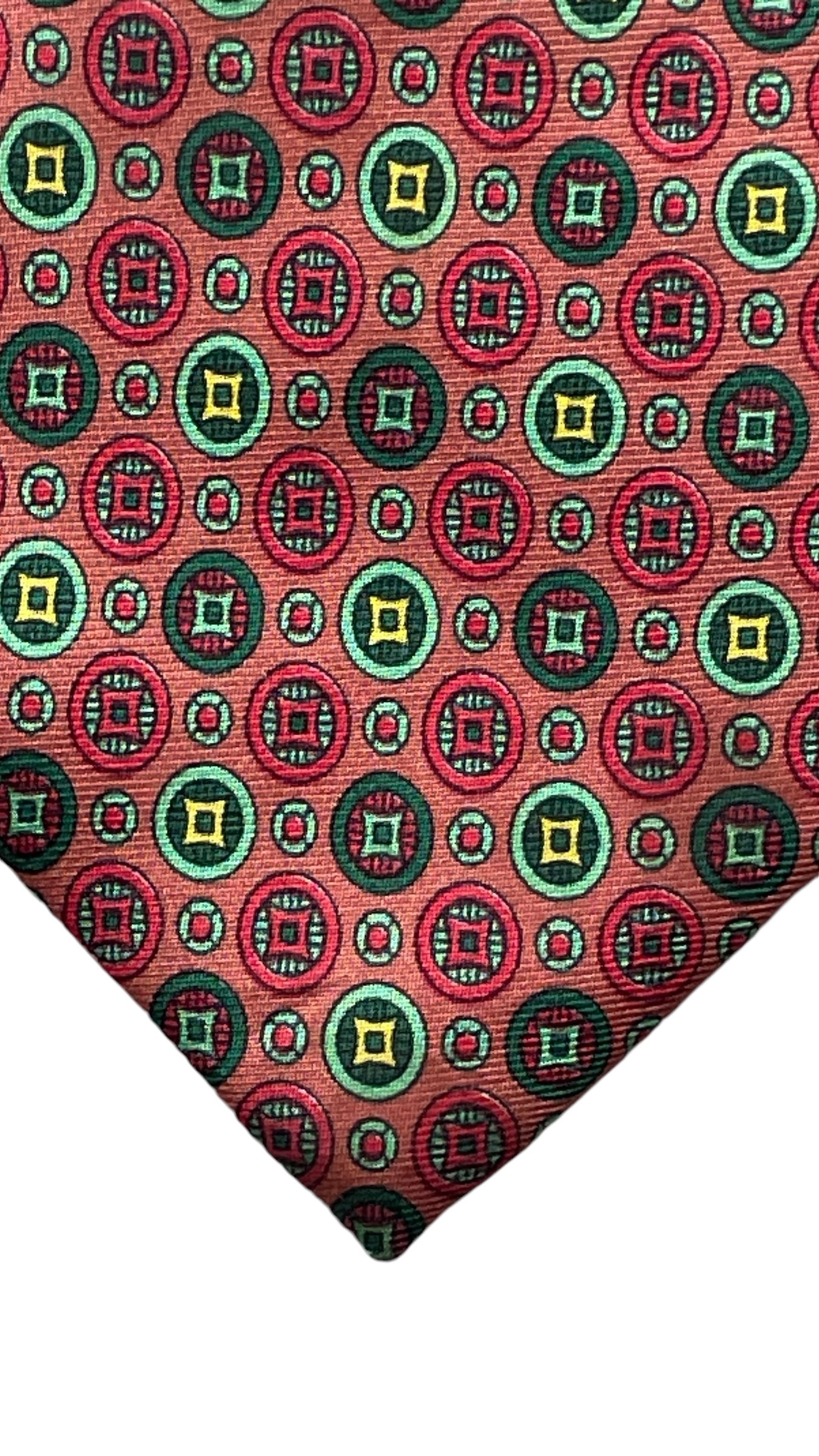 GUY LAROCHE  Vintage Salmon Colour Geometric Dots Silk Tie (9.8 cm by 149 cm)