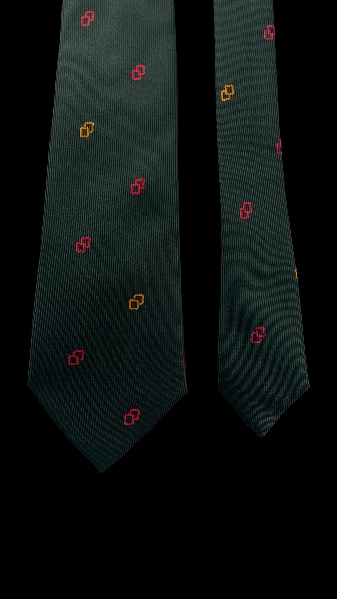 Dark Green Geometric Dots Vintage Silk Tie by CHLOE (7.2 cm by 148 cm) Medium front size.