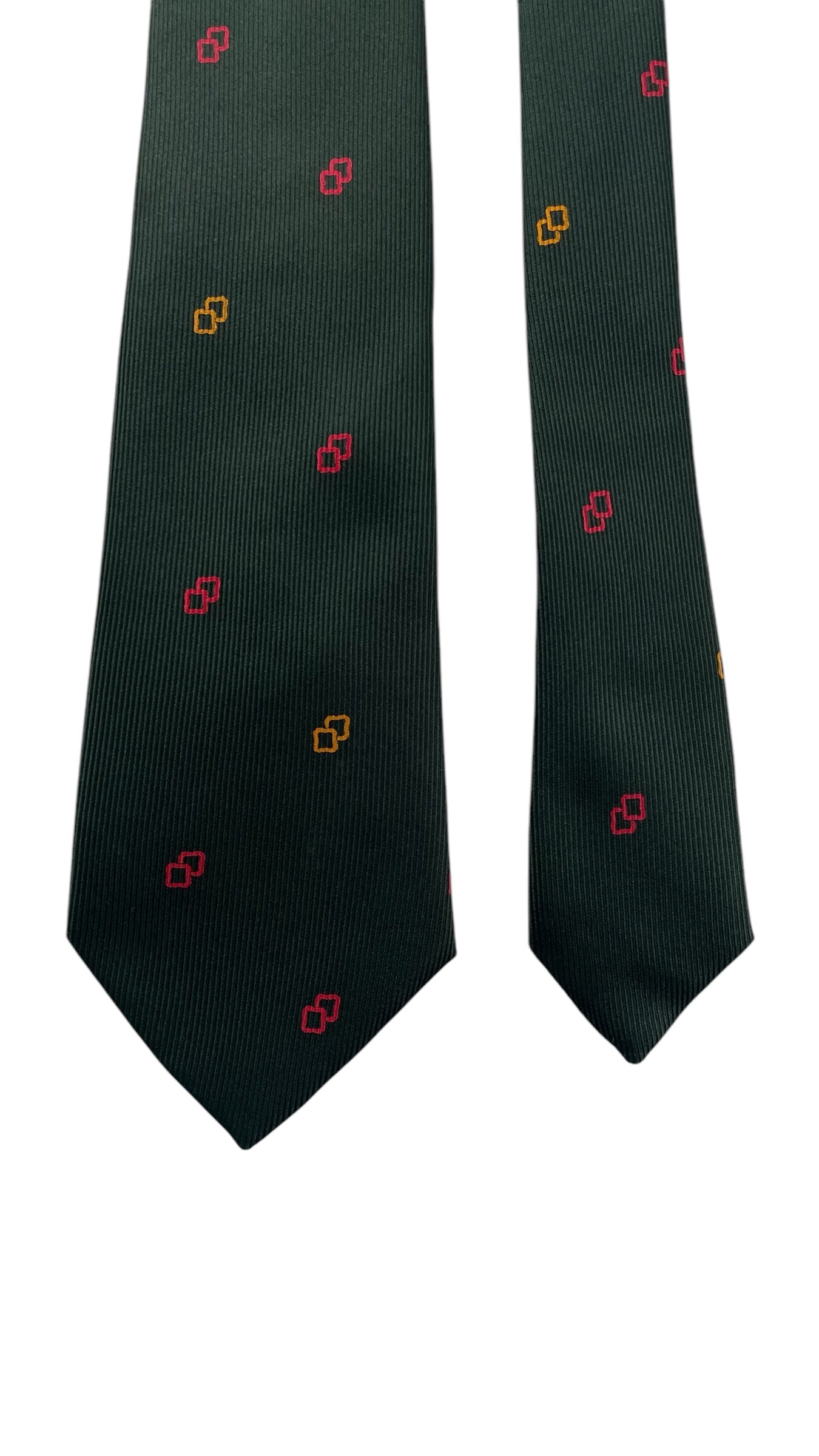 Dark Green Geometric Dots Vintage Silk Tie by CHLOE (7.2 cm by 148 cm) Medium front size.